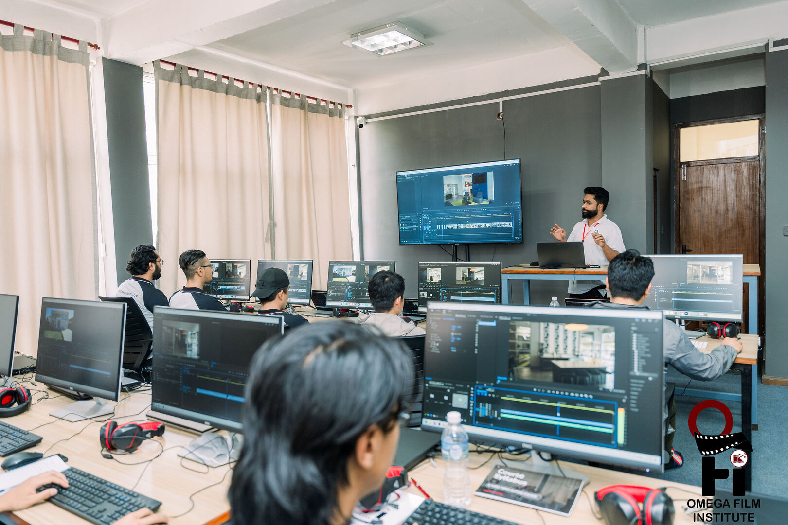 Advanced video editing techniques at Omega Film Academy Nepal