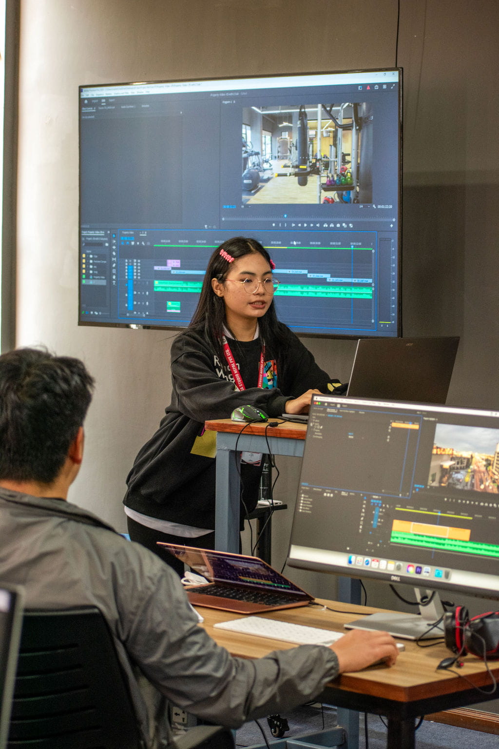 Advanced video editing techniques at Omega Film Academy Nepal