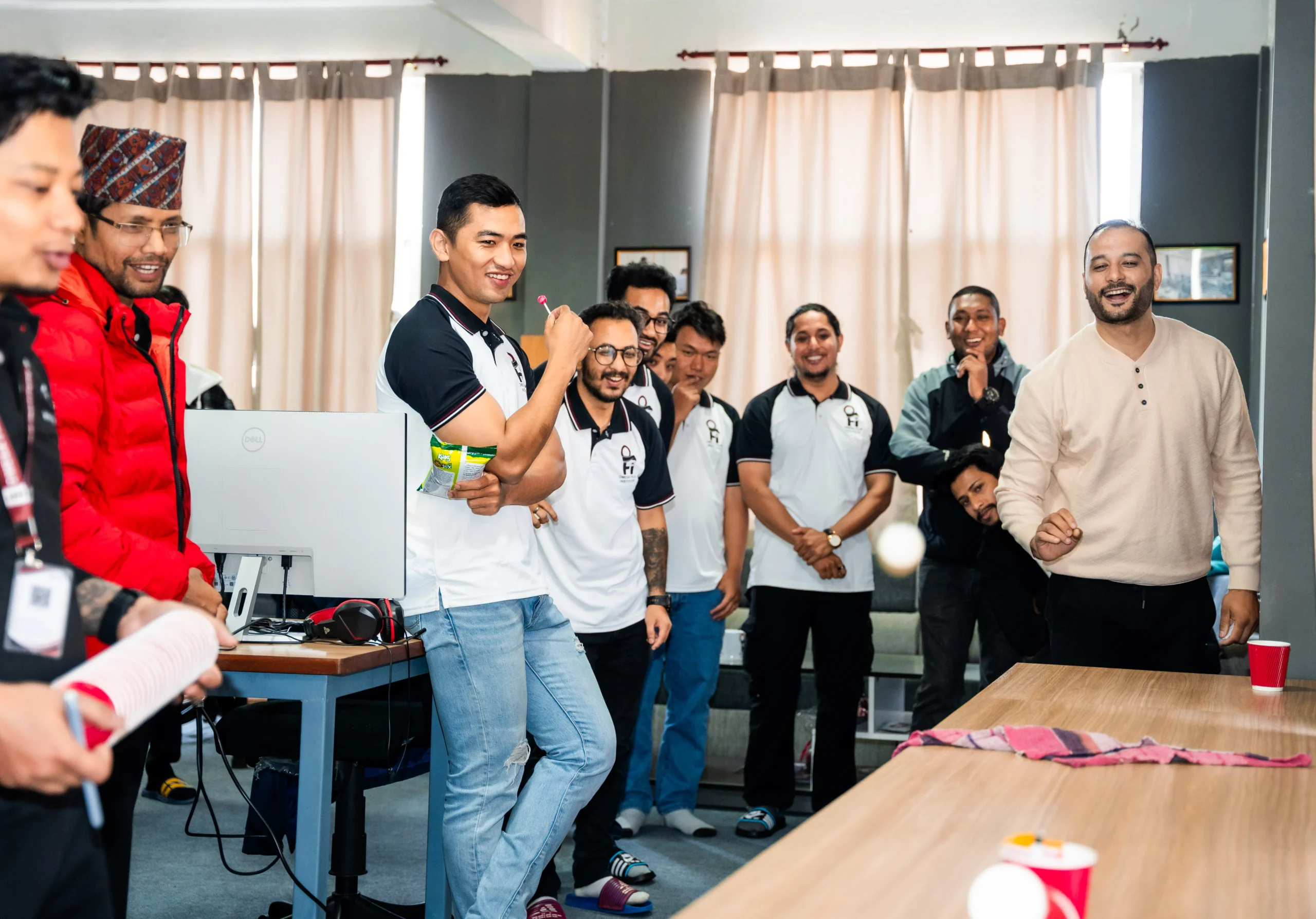 Students brainstorming creative ideas during a group session at Omega Film Institute Nepal.