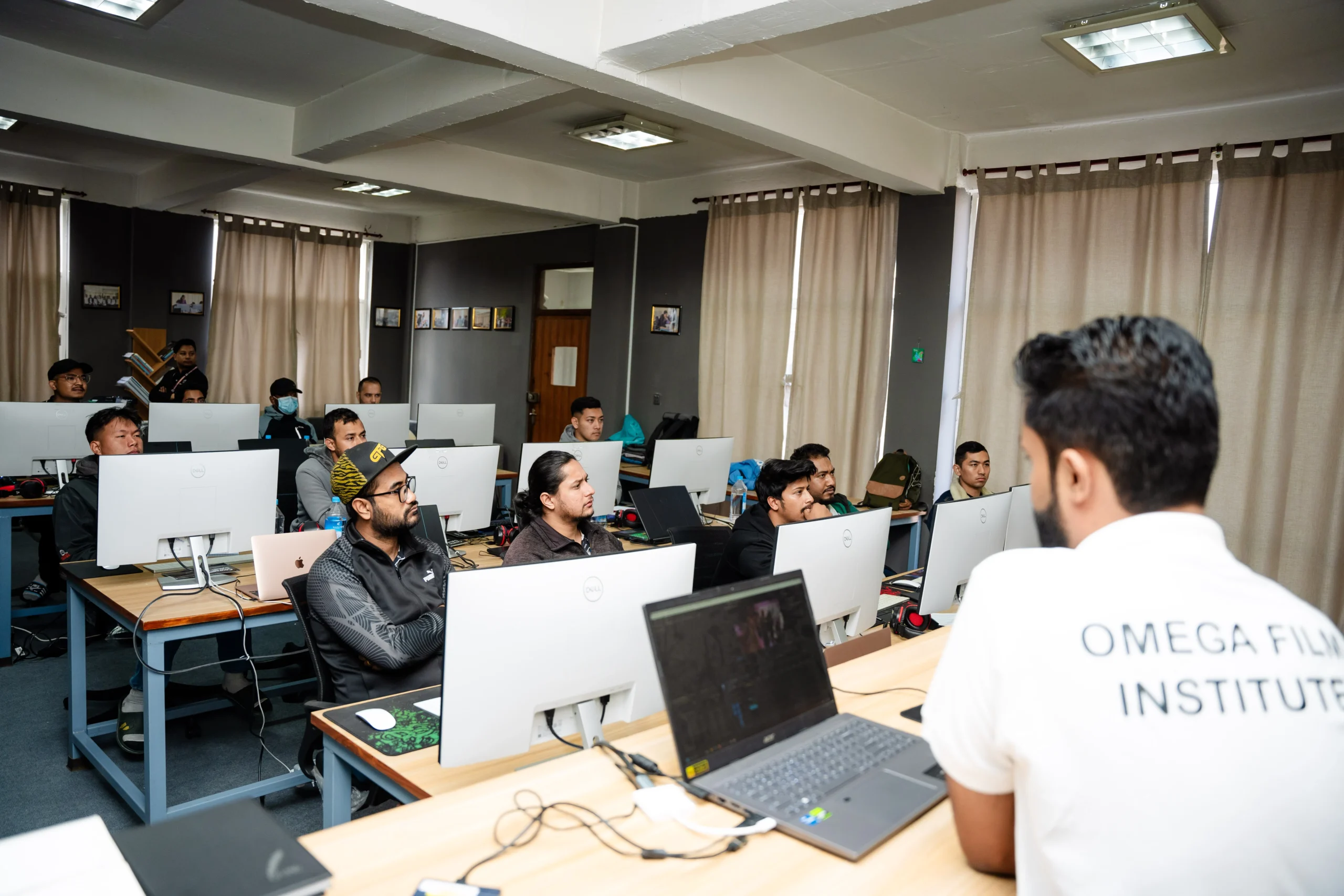 New batch celebrating their first day at Omega Film Institute Nepal, the best film school in Nepal.