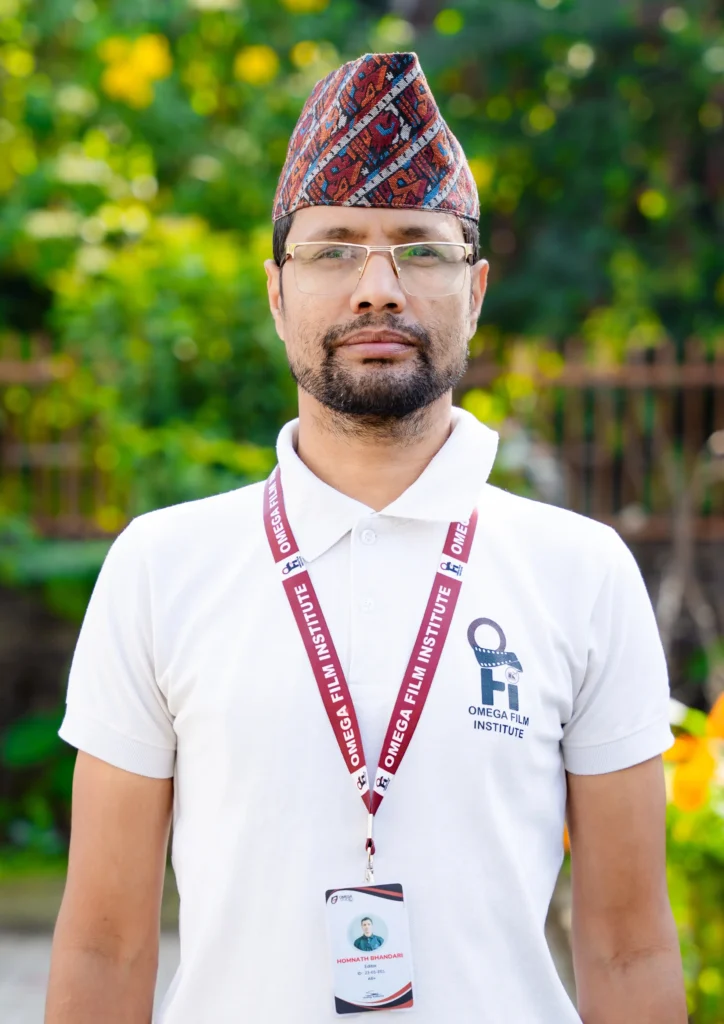 Homanath, media and music instructor at Omega Film Institute Nepal, with 15+ years of experience in Nepali cultural heritage and music.